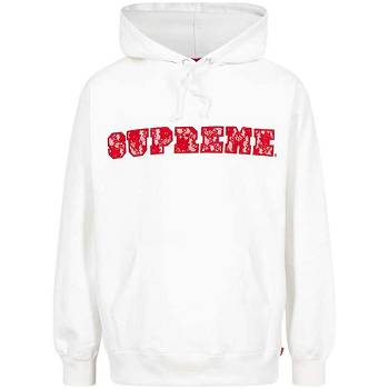 White Supreme Lace Detail Logo Hoodie | Supreme 116MA